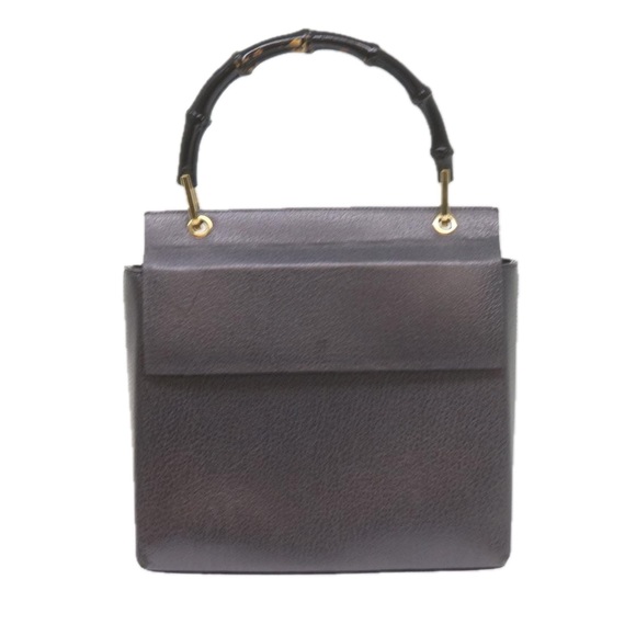 GUCCI Bamboo Hand Bag Leather Gray 001 3444 1887 Auth ar10952B - Picture 13 of 16